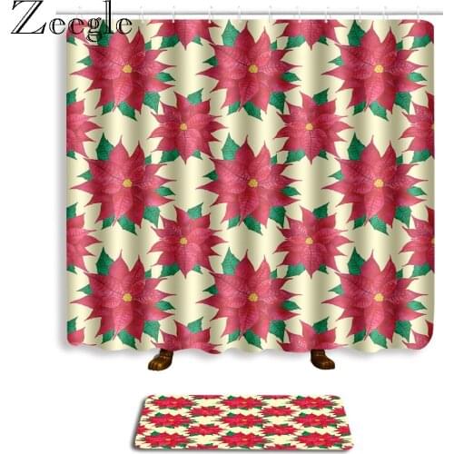 Zeegle Non-slip Bath Mat Shower Curtain with Hooks Water Absorption Foot Mat Toilet Floor Doormat Bath Mat for Home Decoration