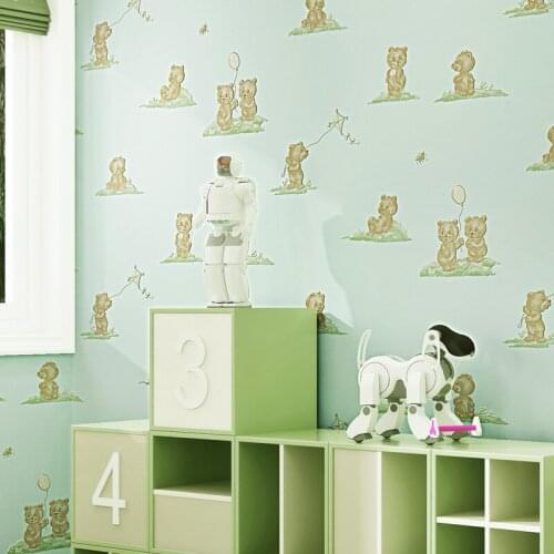 Beibehang Exquisite embossed nonwoven fabric wallpaper cartoon cute little bear children bedroom bedroom room wallpaper