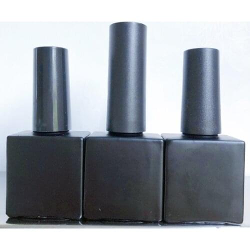 Wholesale 10ml Nail Polish Bottles Nail Gel Contaiers Glass Nail Gel Packing With Brush Bar Black square Nail Bottle SilverLid