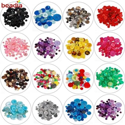 Wholesale 50g/bag Approx 100Pcs Mix Size Vintage Resin Round Buttons Sewing DIY Scrapbooking Decals For Kids Crafts Accessories
