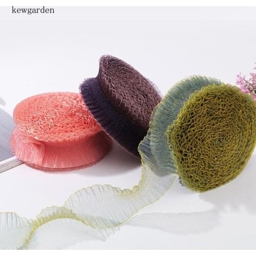 Kewgarden Wholesale Pearl Pleated Yarn Satin Ribbons 60mm 2-1/2" Handmade Tape DIY Bowknot Ribbon Packing Riband 30 Yards /Roll