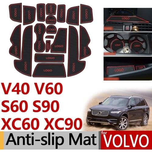 Anti-Slip Rubber Gate Slot Cup Mat for VOLVO V40 V60 S60 S90 XC60 XC90 2013 2014 2015 2016 2017 2018 2019 Accessories Stickers