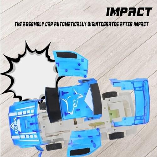 Hot sale childrens educational detachable assembly pull back toy collision blasting burst speed boy toy
