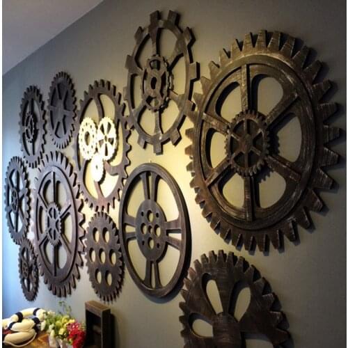 Retro Decor Wall Mural Decoration Industry Wind Gear Pendant LOFT Old Bar Personality Mural Decoration Coffee Shop Old Furniture