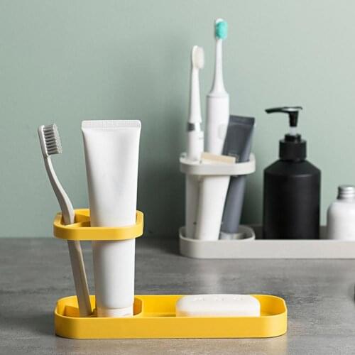 Detachable 2 Washing Cups Toothbrush Holder Storage Rack Home Bathroom Toothpaste Holders Organizer