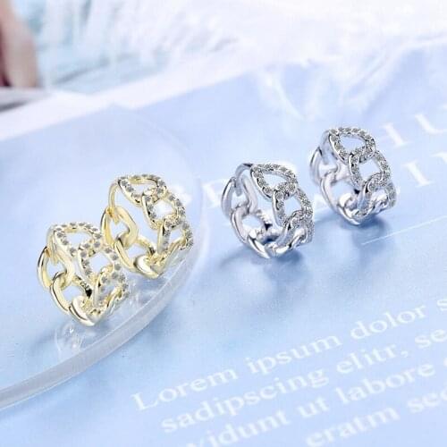 KOFSAC 2021 Trendy Women 925 Sterling Silver Earrings Jewelry Simple Zircon Thick Chain Gold Earring Lady Party Ear Accessories