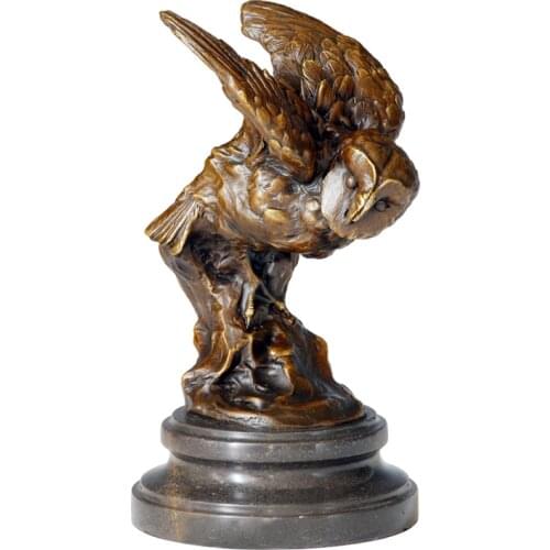 Owl Sculpture Bronze Statue Art Home Decor Accessories Birds Animal Figurine Statuette Antique Study Room Ornament