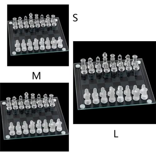 Glass Traditional Chess Set 32 Pieces Glass Frosted Traditional Chess Board Game