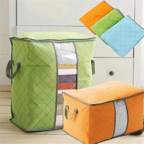 Storage Bag Quilt Clothing Storage Organizer Bags Large Clothes Bedding Duvet Zipped Pillows Non Woven Storage Bag For Quilt #30
