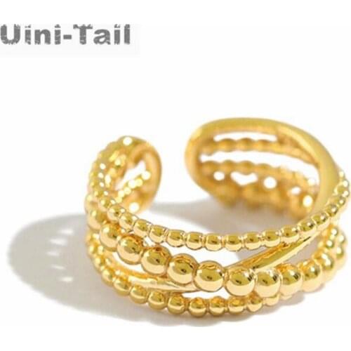 Uini Tail new design hot sale 925 sterling silver braided winding twist open ring simple personality multi-layer cross jewelry