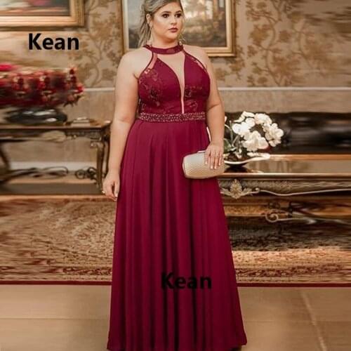 Plus Size Evening Dress Deep-V neck Burgundy Special Occasion Dress Islamic Dubai Kaftan Saudi Arabic Prom Dress Custom Made