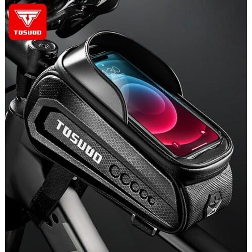 TOSUOD Bike Bag Frame Front Top Tube Phone Rainproof Bicycle Bag Bicycle Waterproof Phone Case Touchscreen Hard shell Bag