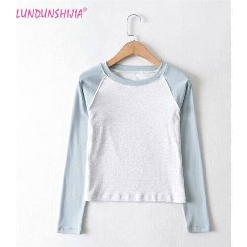 STVY 2020 Spring Autumn Women Patchwork Long Sleeve T-shirts For Women Poleras De Mujer Femininas Tees Top