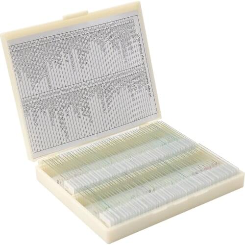 100PCS/Set Educational Microscope Slides Biological Glass Sample Prepared Basic Animal Tissues Science Specimen Cover Slips