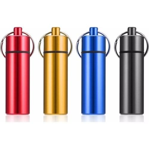 1PC Pill Box Case Bottle Waterproof Aluminum Cache Drug Holder Container Keychain Medicine Box Health Care Colorful 2020