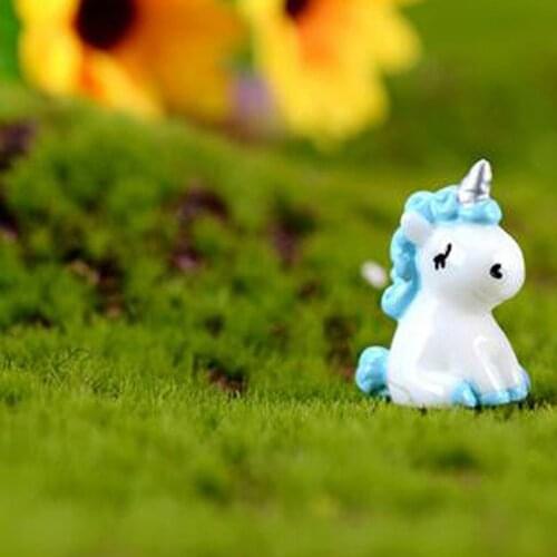 2pcs Cute Unicorn Statues Miniature Fairy Garden Ornament Xmas Gift for Kids