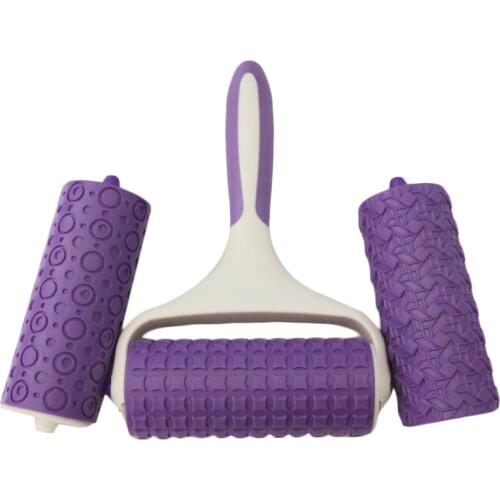 3PCS Fondant Strip Ribbon Cutter Sugarcraft Cake Decorating Tools Plastic Rolling Pin Dots Woven Pattern Embosser Roller