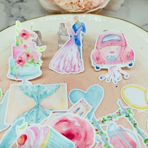 34PCS Wedding party, wedding cake, church car Scrapbooking stickers book Student label Decorative sticker DIY Stationery