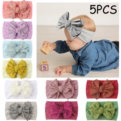5pcs Baby Girl Headband Infant Hair Accessories Bows Newborn Headwear Rabbit Ear Headwrap Gift Toddlers Bandage Ribbon Venda