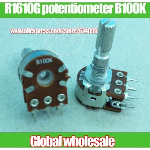 5pcs R1610G 148-type double potentiometer B100K / handle length 25MM / knurled shaft