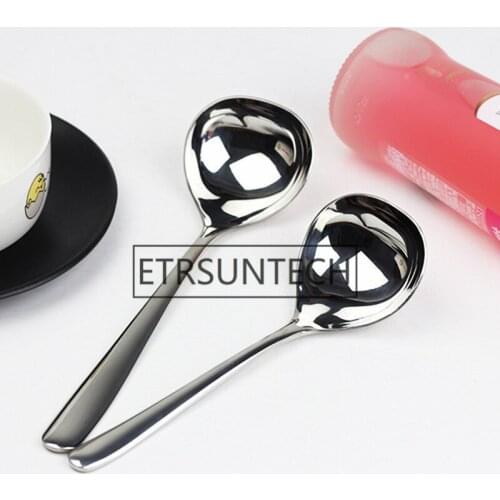 50pcs Stainless Steel Spoon Soup Spoon Korean Style Round Head Long Handle Spoon Dinner Drinking Spoon Tableware Tool