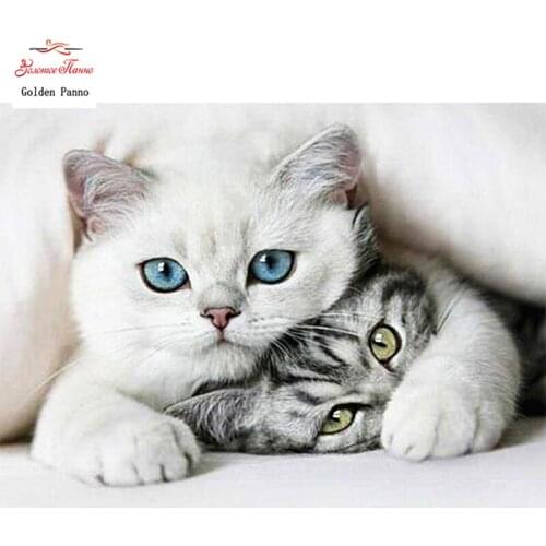 Diamond Embroidery Cat Picture of Rhinestones,Diamond Painting Cross Stitch Animal Full Square Diamond Mosaic Home Decor 12