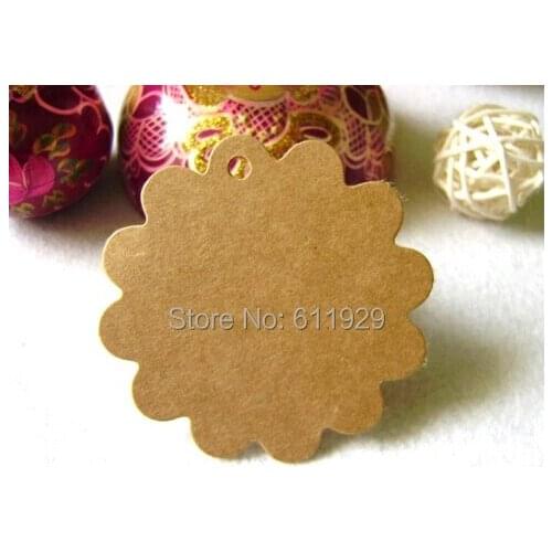 Free shipping wholesales blank flower kraft paper tags dia. 6cm/DIY gift baking round price tag/decorated labels 200 pcs a lot