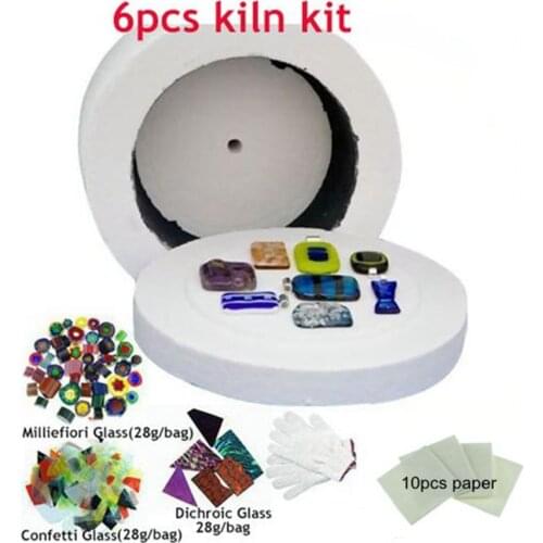 Large Kiln 19.5*11cm Microwave Kiln COE90 Glass Fuseworks Glass Kiln Kit 6pcs set