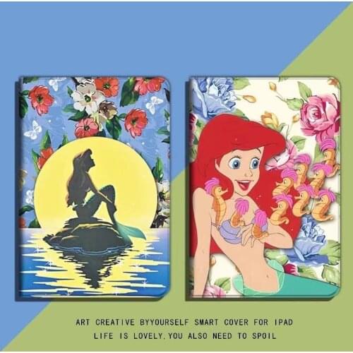 Disney Mermaid Princess Ariel Tablet Case iPad 10.2 2017-2020 Case iPad Mini 5 4 3 2 1 Case 9.7 2017/18 iPad Air Case