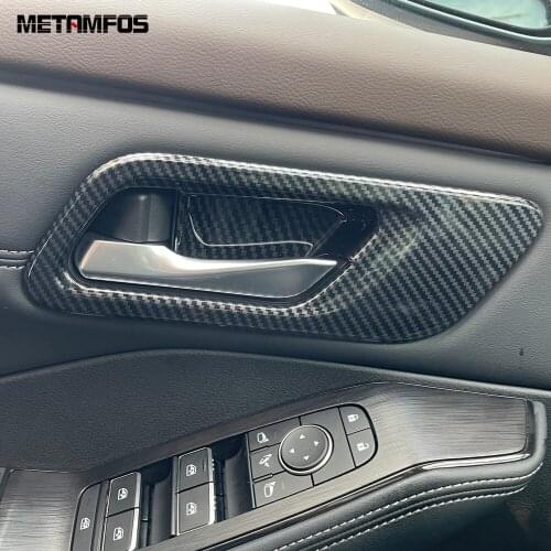 For Nissan Rogue X-trail 2021 2022 Carbon Fiber Inside Door Handle Bowl Cover Trim Decoration Sticker Accessories Car Styling