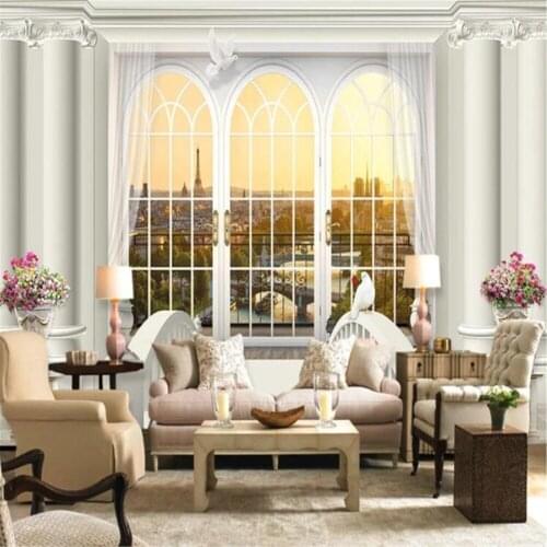 Milofi custom personality wallpaper mural 3D three-dimensional palace Paris TV photo background wall