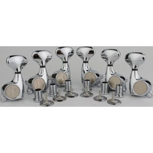 Guyker 3R3L Guitar Machine Heads 1:21 Sealed Tuning Key Pegs Tuners Set Replacement for ST TL SG Style Electric Guitars Chrome