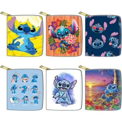 Disney mickey mouse Clutch Stitch girl boy coin bag PU cartooon card holder Zip Wallet Stitch Wallet