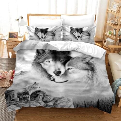 Wolf Bedding Set Single Twin Full Queen King Size Animal Wolf Bed Set Childrens Kid Bedroom Duvetcover Sets 3D Design 015