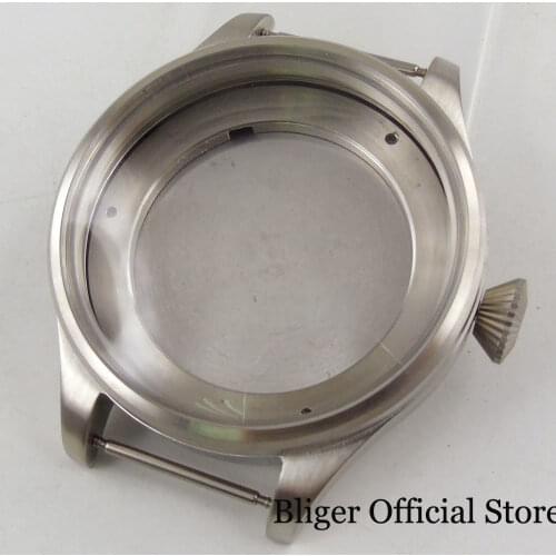 Stainless Steel 55mm Watch Case with Transparent Backcover Fit ETA 6497/6498 Hand Winding Movement