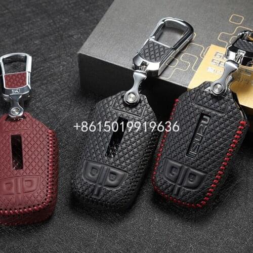 Leather key cover for isuzu mux d max 2015 2017 2018 car key case wallet holder key holder