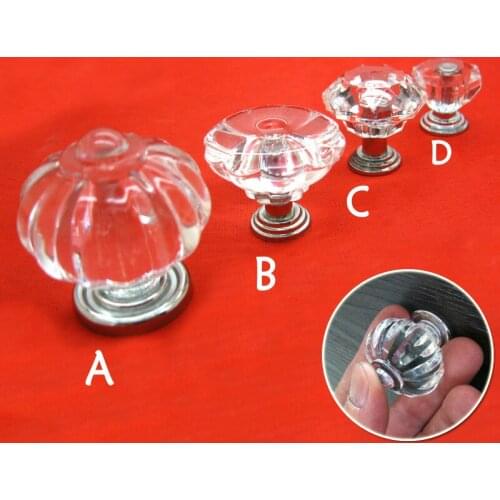 10pcs/set Drawer Furniture Knob Pull Handle for Knob Cupboard Cabinet Drawer Fittings Clear Diamond Crystal Shape Acrylic Knobs