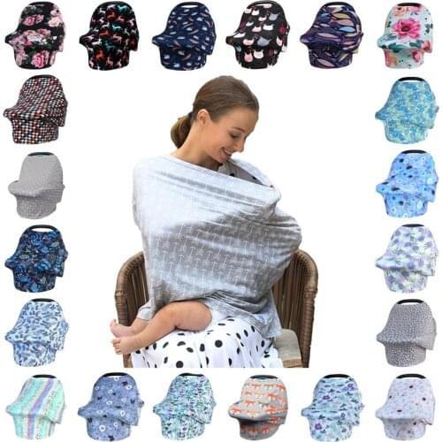 Newborn Breastfeeding Scarf Multi-Function 5 in 1 Baby Stroller Cover High Chair Cover Striped Baby Car Seat Cover Canopy