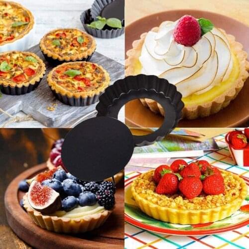 8 Pack Mini Tart Pan Non-Stick 4 Inch Quiche Pan Removable Bottom Tart Pan for Pies Quiche Cheese Cakes Desserts