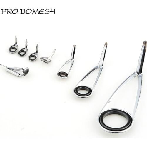 Pro Bomesh 7.5g 8pcs/Kit Spinning Fishing Rod Guide Set Kit With SIC Ring Stainless Steel Guide DIY Fishing Guide Rod Accessory