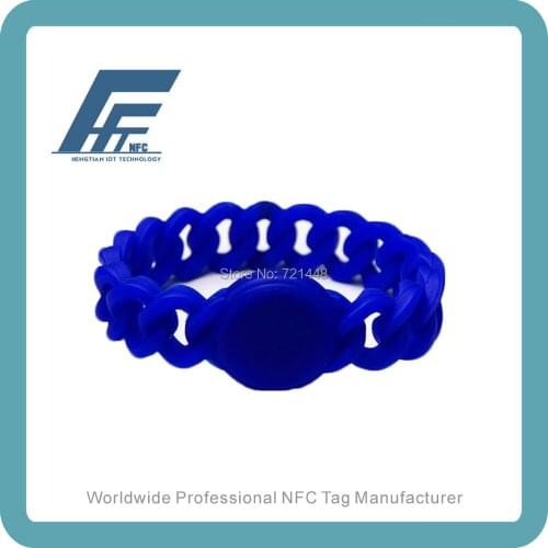 NFC Silicone Wristbands Tag NTAG213 Blue bracelets Tag 100PCS