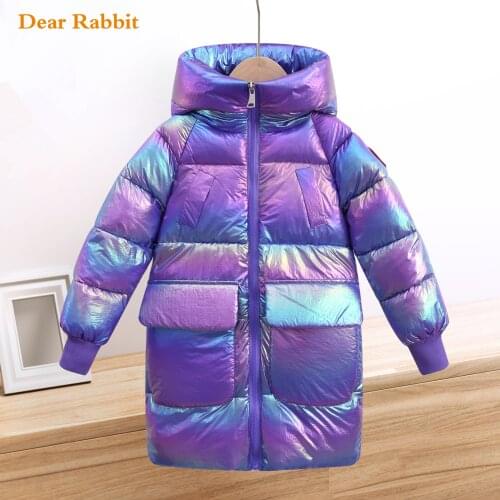 -30 degrees New Fashion Warm Long parka Winter cotton Jacket Boy Shiny Coat Girl clothing Children Outfits Kids Clothes snowsuit