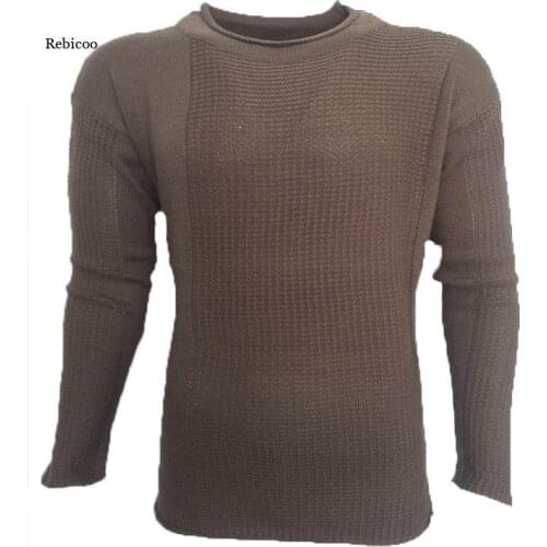 New Mens Autumn O-Neck Sweaters Pullovers Male Casual Slim Fit Solid Color High Street Sweaters M-3Xl