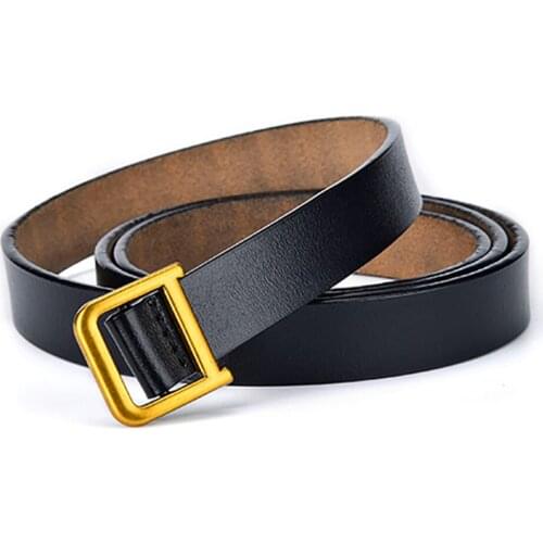 ECHAIN Luxury Vintage Designer Belts D-Shaped Buckle High Quality Women Genuine Real Leather Dress Strap D Belt for Jeans