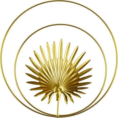 Modern Gold Round Wall Hanging Ornament Circle Metal Leaf for Decorative Wall Art Wall Decor For Home Room Hotel