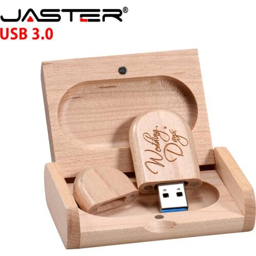 JASTER 5pcs/Lot USB 3.0 (Free LOGO) Wooden With Box Flash Drive Pendrive 4GB 8GB 16GB 32GB 64GB 128GB Memory Stick For Gift