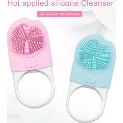 USB Waterproof Electric Silicone Face Cleanser Sonic Vibration Heating Magnetic Therapy Massager Cleansing Instrument