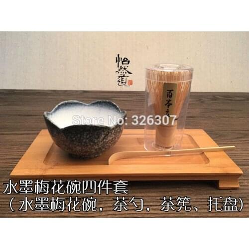Japan handmade bator matcha kit gift whisk bowl scoop tea set scoop moderate Japanese green tea teaware Chinese plum blossom
