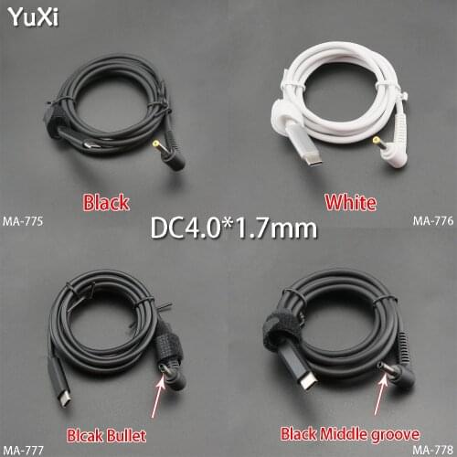 YuXi DC 4.0*1.7mm Power Supply Plug Connector Cable Cord USB Type C PD Charging Cable Black/White/Bullet/Middle groove