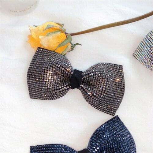 Women Fashion Rhinestone Bow Hairpin Female Top Hair Clips Back Head Hairpin